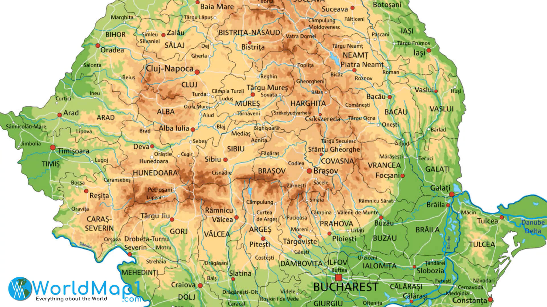 Romania Physical Map